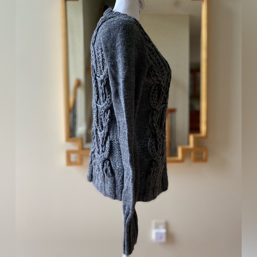J Crew Handknit Women's Gray Wool Mohair Blend Cardigan 1 Button Sweater Med - Picture 4 of 11